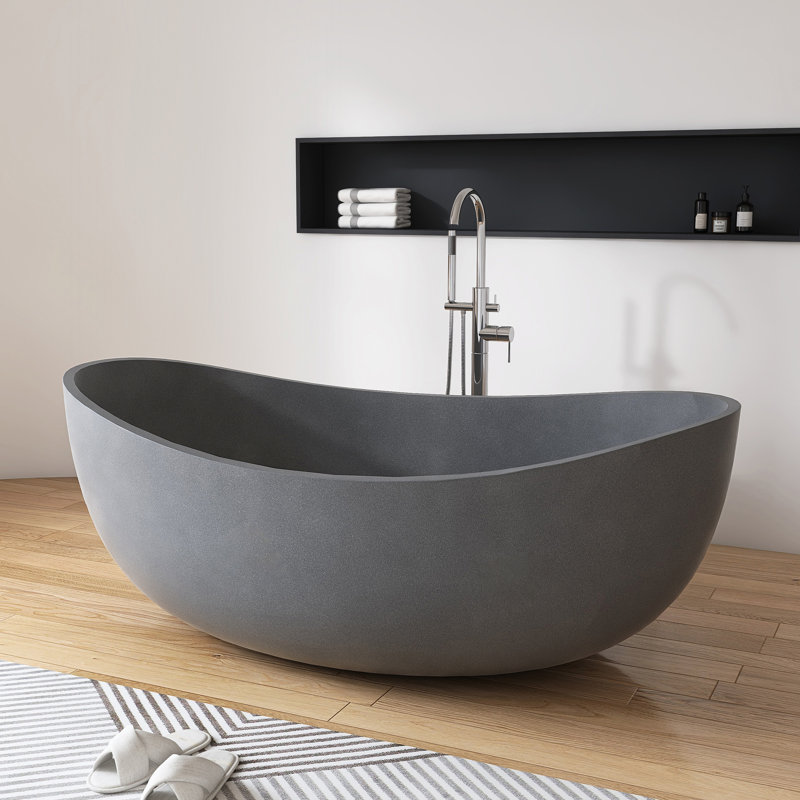 Baignoire de trempage autoportante en ciment 63 po x 38 po