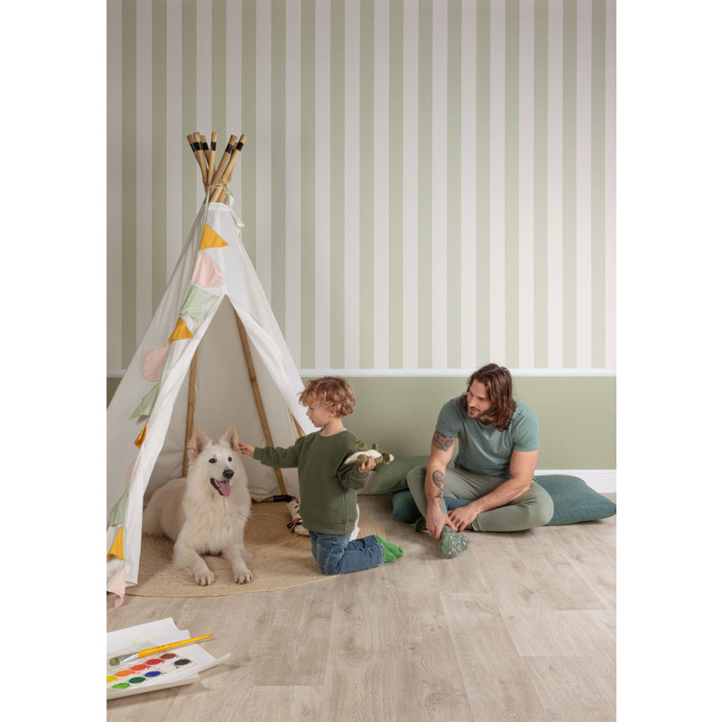 Papier peint à rayures simples, Vert