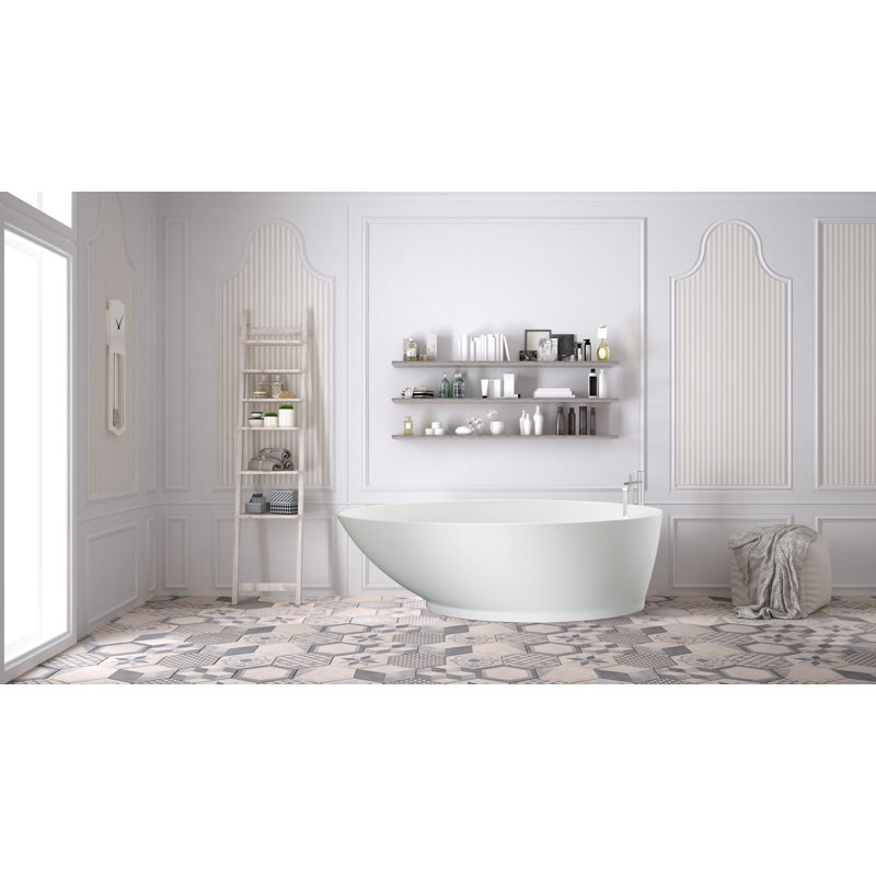 Gateway 70'' x 32'' Soaking Solid Surface Bathtub, Matte White