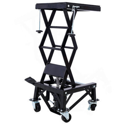 300 Lbs Hydraulic Motorcycle Scissor Jack Lift Foot Step Wheels For Small Dirt Bikes,Black Colour