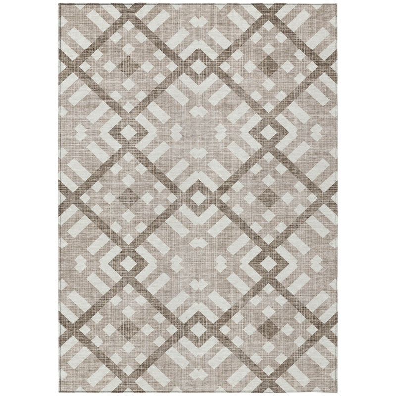 Tapis intérieur / extérieur taupe 8 pi x 10 pi brun et ivoire