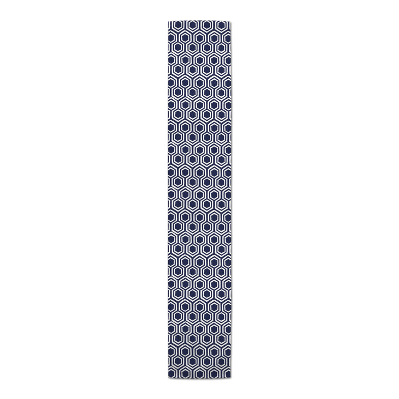 Chemin de table Hexagons, 90 po x 16 po, Bleu marine