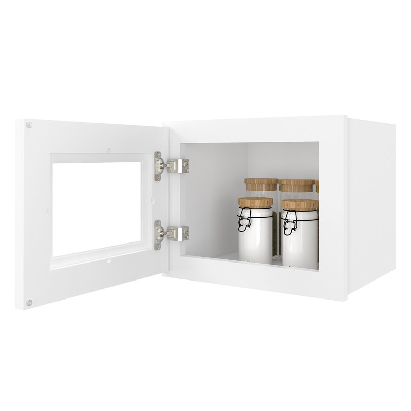 Armoire murale standard en contreplaqué avec verre à fermeture douce non incluse, Blanc shaker, L 15 po x H 12 po x P 12 po