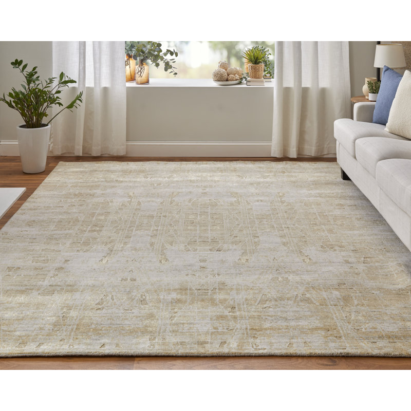 Eastfield Abstract Area Rug in Gold/Dash Ivory, Rectangle 8' x 10'