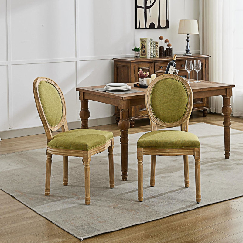 Ensemble de 2 chaises de salle à manger rembourrées, Vert olive