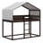 House-Shaped Solid Wood Bed Frame With Full-Length Guardrails, Slat Support,Tent And Ladder-1302391294