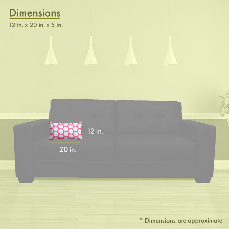 Polka Dot Reg Large Rectangular Cotton Throw Pillow, Hot Pink