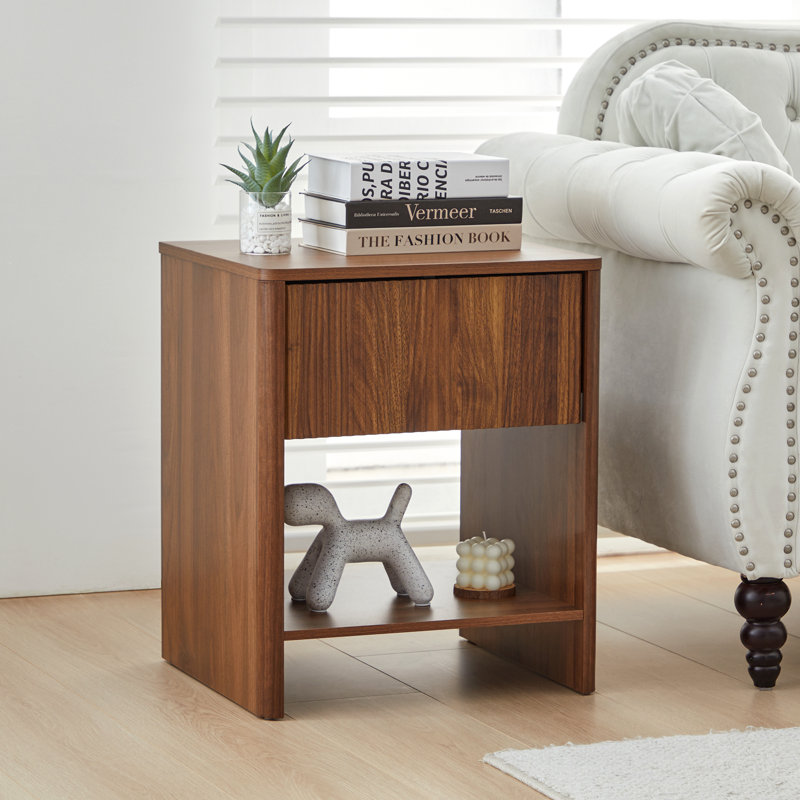 Table de bout avec rangement Tautiana, Noyer