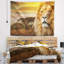 Lion et mont kilimandjaro tapisserie Animal-28484117