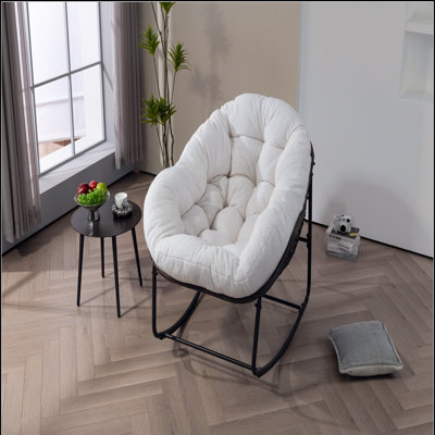 Chaise berçante d'extérieur en rotin, fauteuil inclinable et berçant rembourré pour le porche, le salon, le patio et le jardin