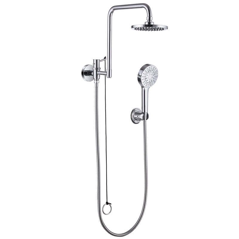 Wall Mounted Rain Shower Head Set With 16'' Extension Arm And Hand Shower