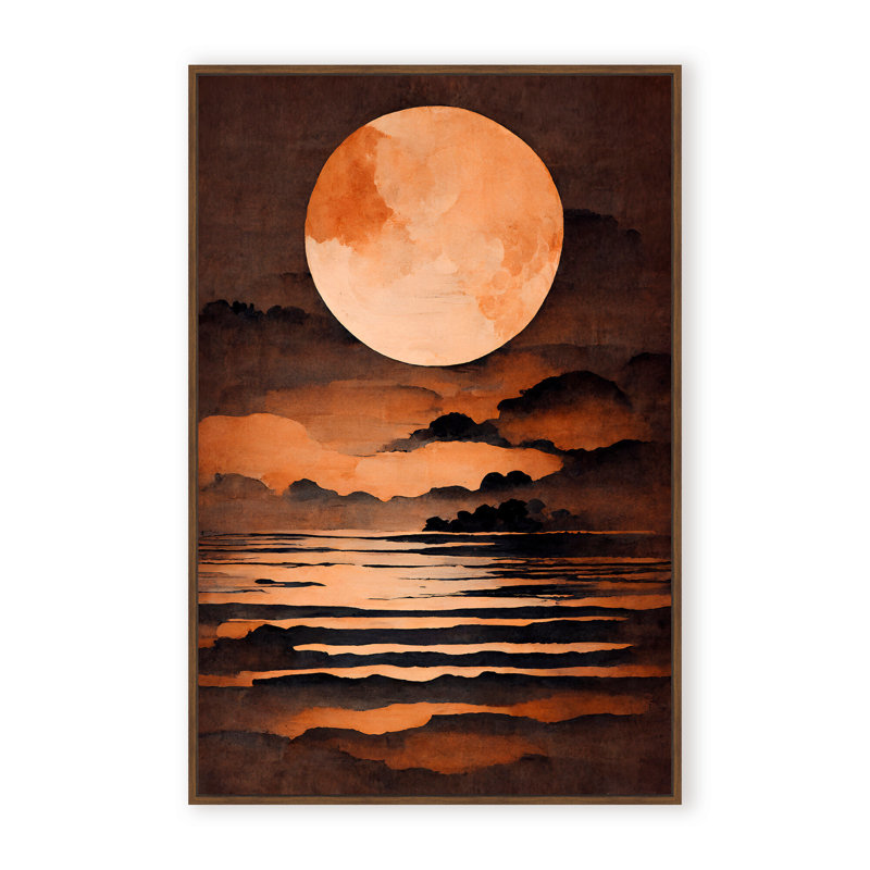 Nature Inspired Full Moon by  - Picture Frame Painting on Paper, 48" H x 32" W x 1.125" D, Framed Matted Print, Gold