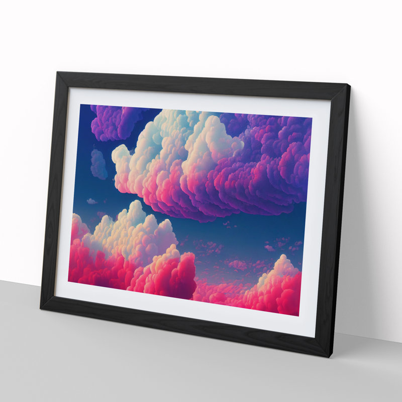 Fluffy Clouds - Single Picture Frame Print, 46cm H x 64cm W x 2cm D, Black