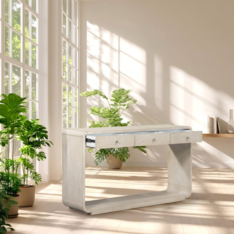 Console en bois de peuplier massif et panneau de fibres à densité moyenne à 3 tiroirs Christopher Knight Home
