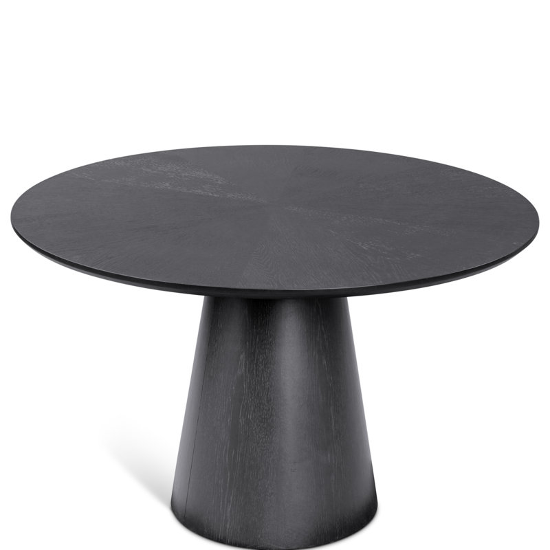 Modern Brazilian Mona Wooden Top Round Dining Table, Ebano