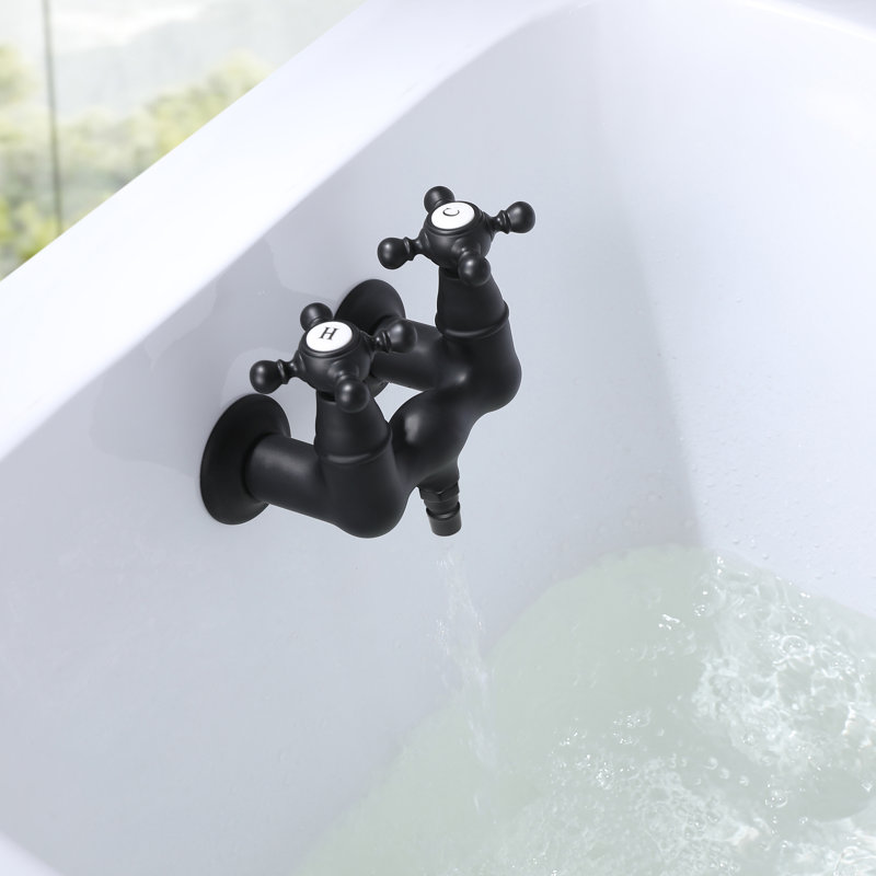 SUMERAIN High Flow Bathtub Faucet Wall Mount, Clawfoot Tub Faucet with Brass Rough-in Valve, Matte Black