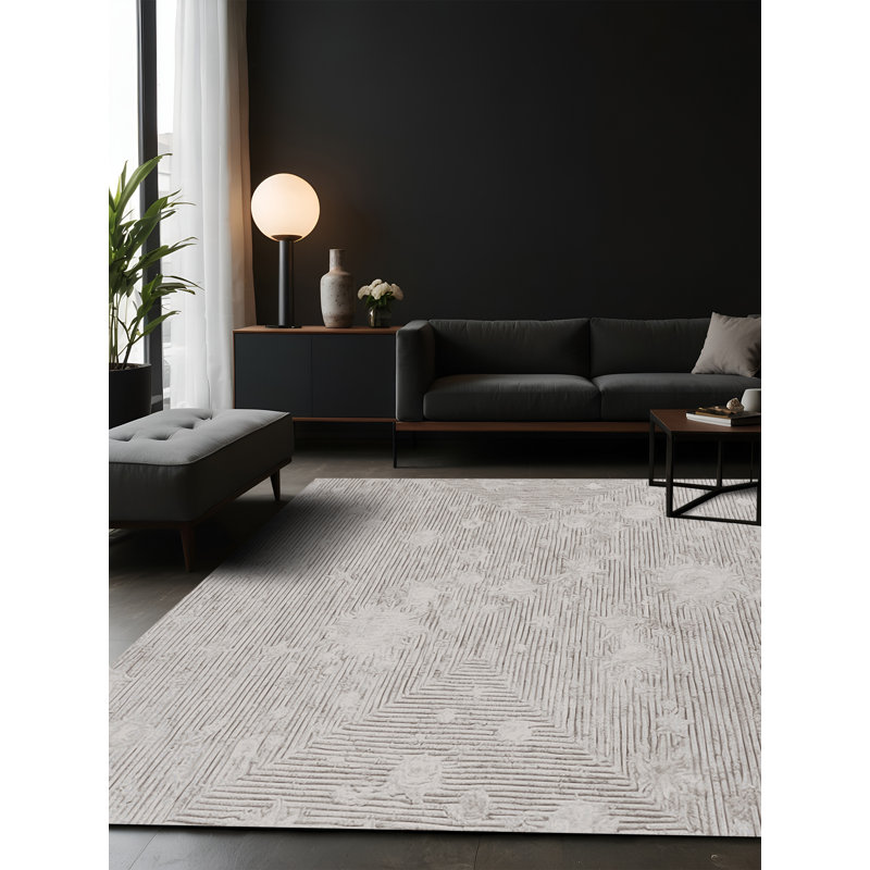 Tapis gris soyeux et moelleux, Carré 4 pi