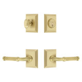 Carre Square Rosette Complete Entry Set with Single Cylinder Deadbolt and Soleil Lever