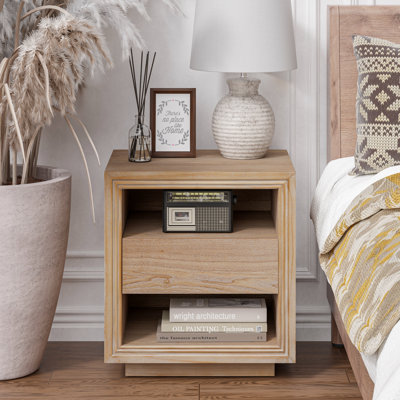 Modern Farmhouse Nightstand With 2 Open Shelf, One Drawer by Ophelia & Co.