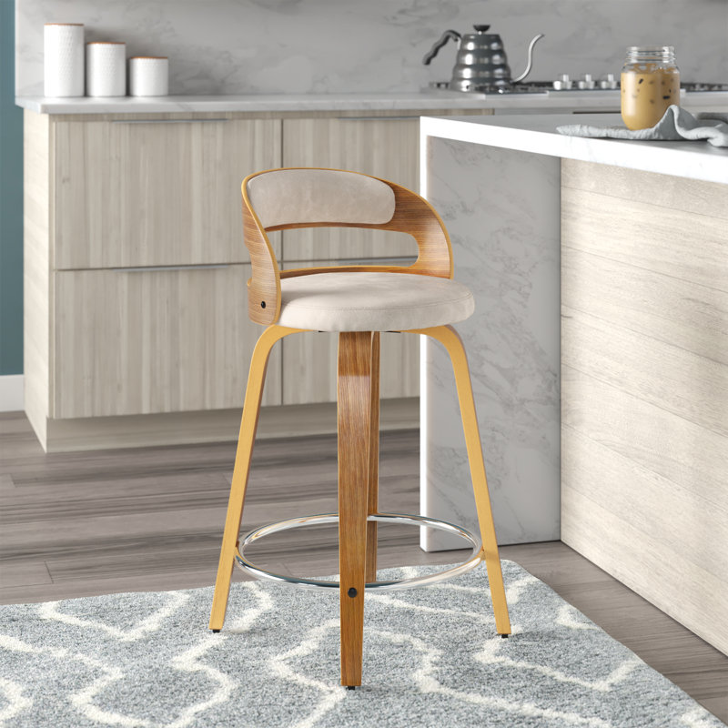 Tabouret pivotant à hauteur de comptoir Vanhoy, Similicuir ivoire