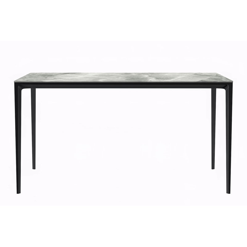 Table de salle à manger en pierre frittée Modern, Gris clair, H 28,7 po x l 55 po x L 31,49 po