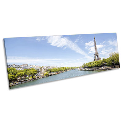 Eiffel Tower Paris Skyline Panoramic - Wrapped Canvas Print