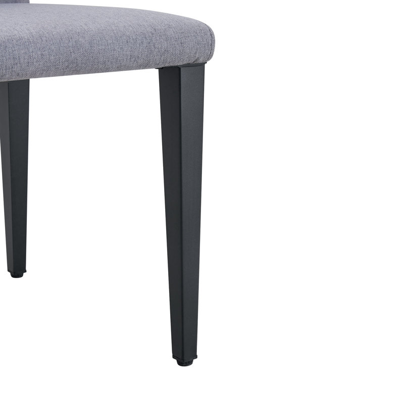 Quatre chaises de salle à manger en lin et coton gris clair, 4, Lin gris clair