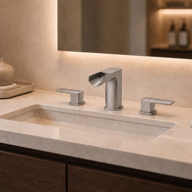 Waterfall 8 In. Widespread Double-Handle Bathroom Faucet