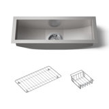 Undertone® 22" L x 8-1/4" W x 5-1/4" Under-Mount Single-Bowl Trough Kitchen Sink, Includes Wire Basket and Rack