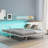 Twin Size Metal Daybed with LED and Adjustable Trundle, Pop Up Trundle, White-588802386