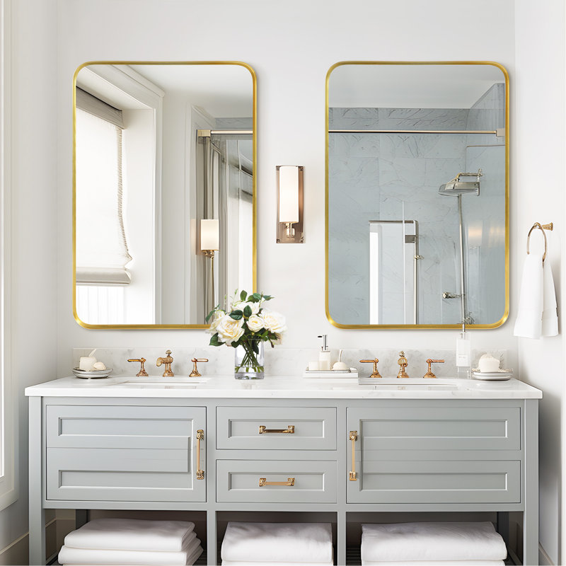 Miroir de salle de bain Morelock, Or, 36 po x 24 po