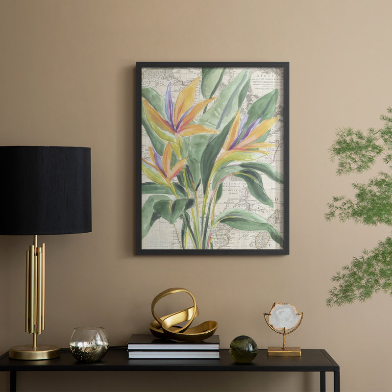 «Map Flora I», reproduction encadrée - bois massif, Noir, H 15 po x l 12 po