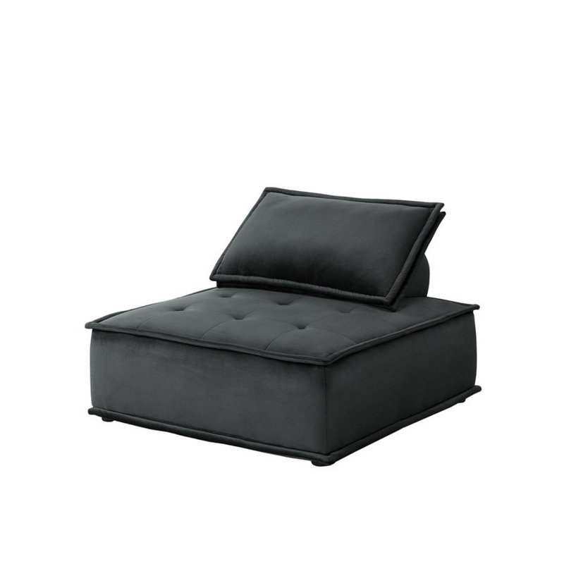 Canapé modulaire en velours 3 pièces Latitude Run®, Velours noir