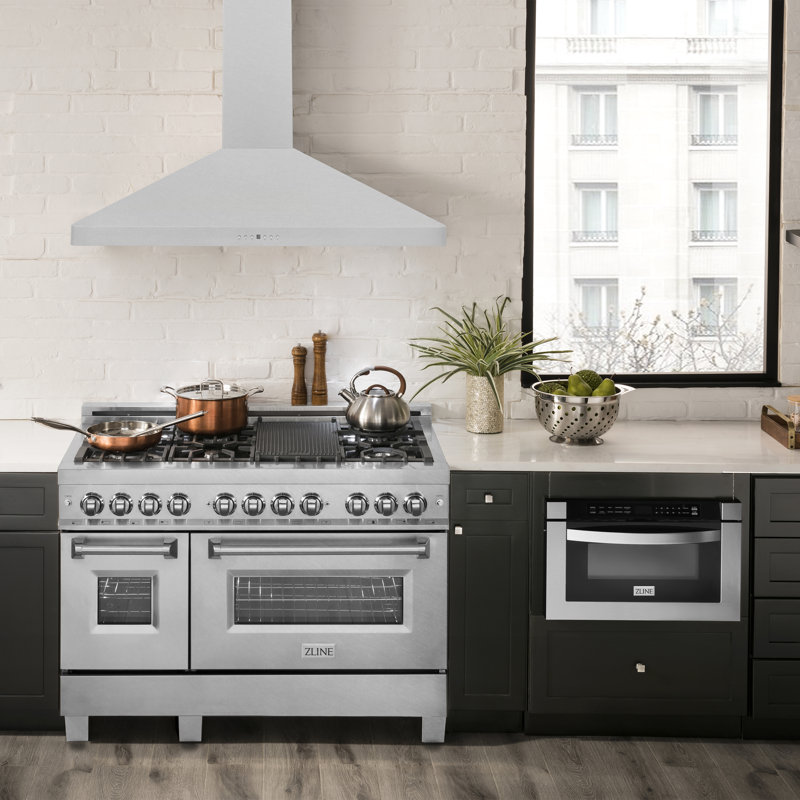 30" KF 400 CFM Convertible Wall Mount Range Hood, 48", Satin Stainless Steel