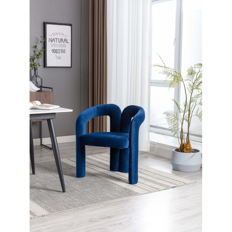 Fauteuil de cuisine en velours rembourré, Velours bleu marine
