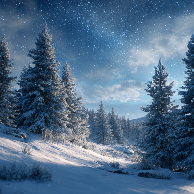 «Golden Light On Frosted Pines», art mural sur toile tendue, H 40 po x l 40 po