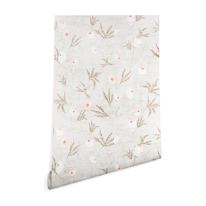 Panneau de papier peint adhésif et adhésif anemone en lin holli zollinger french, l 24 po x L 96 po
