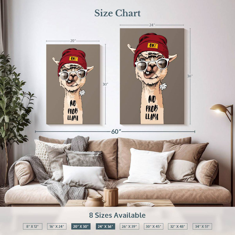 Tergel Hipster Llama, 36" H x 24" W