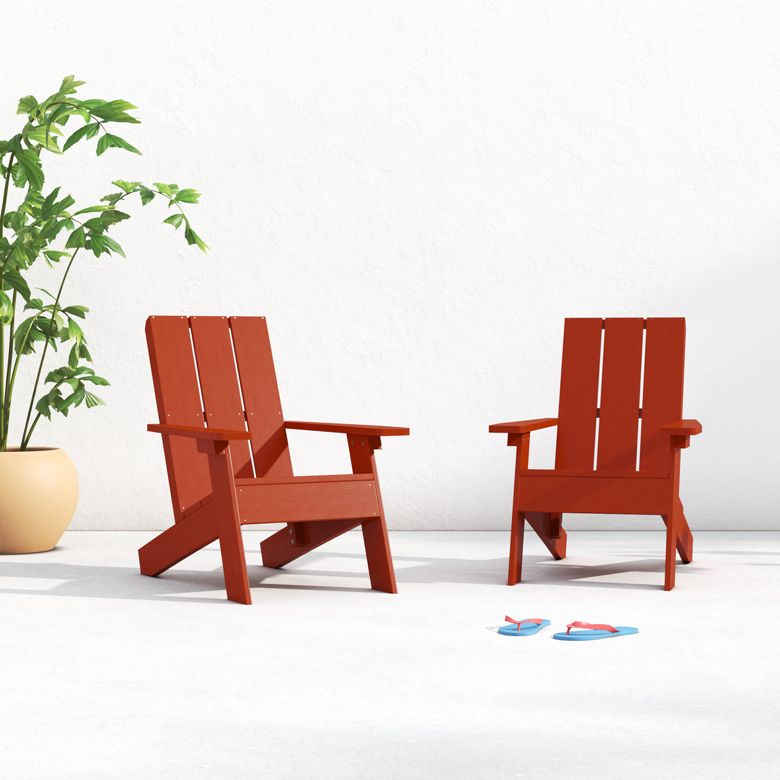 Byrnes Outdoor Adirondack Set, Red