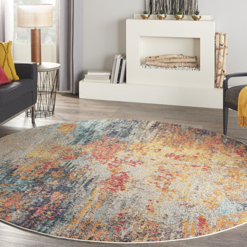 Abstract Indoor Rug, Round 7'10"