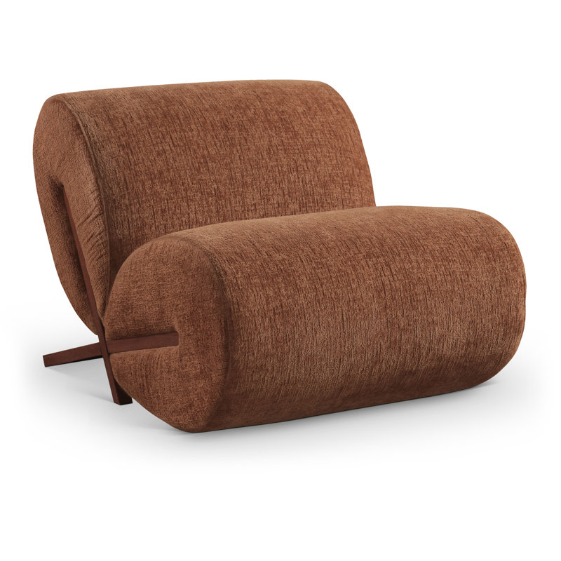 Fauteuil d'appoint Akira, Brun noyer, Tissu de polyester cognac