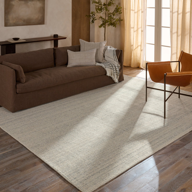 Tapis blanc uni tissé à la main Gracie Oaks Ridling, Rectangle 6 pi x 9 pi
