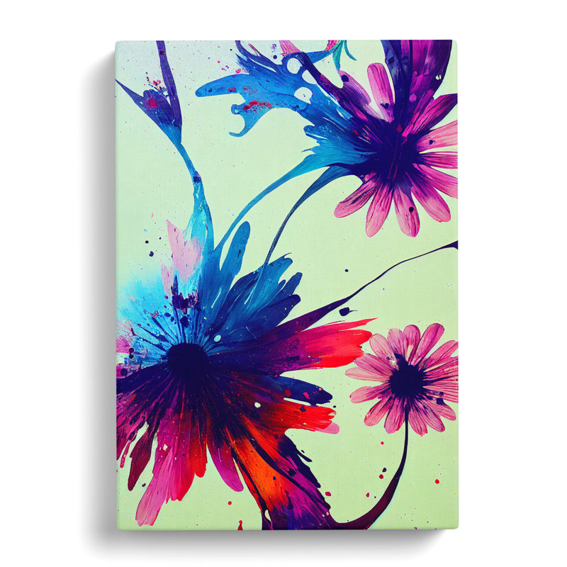 XV1022-4081X Splashed Flowers No.1 Abstract - Print, Wrapped Canvas, 50cm H x 35cm W, No Matte