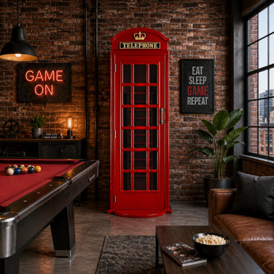 OLD ENGLISH TELEPHONE BOOTH CUE HOLDER-RED By RAM Game Room