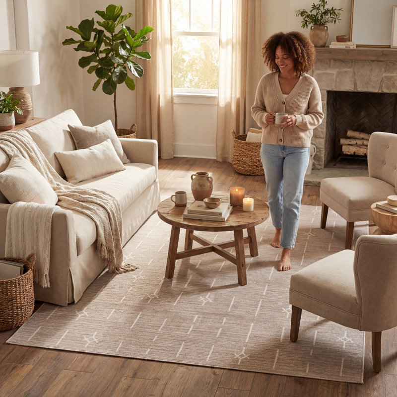  Bellara Geometric Washable Rug, Rectangle 5'6" x 9'6"