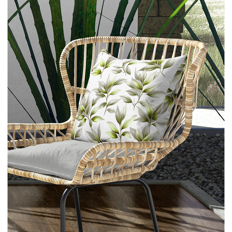 Coussin Enchanted Leaflet, H 18 po x l 18 po, Argenté / Vert