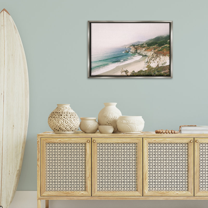 Toile flottante encadrée brune «Big Sur Coast View» par Sissi et Seb, Cadre flottant gris lustré, H 21 po x l 31 po