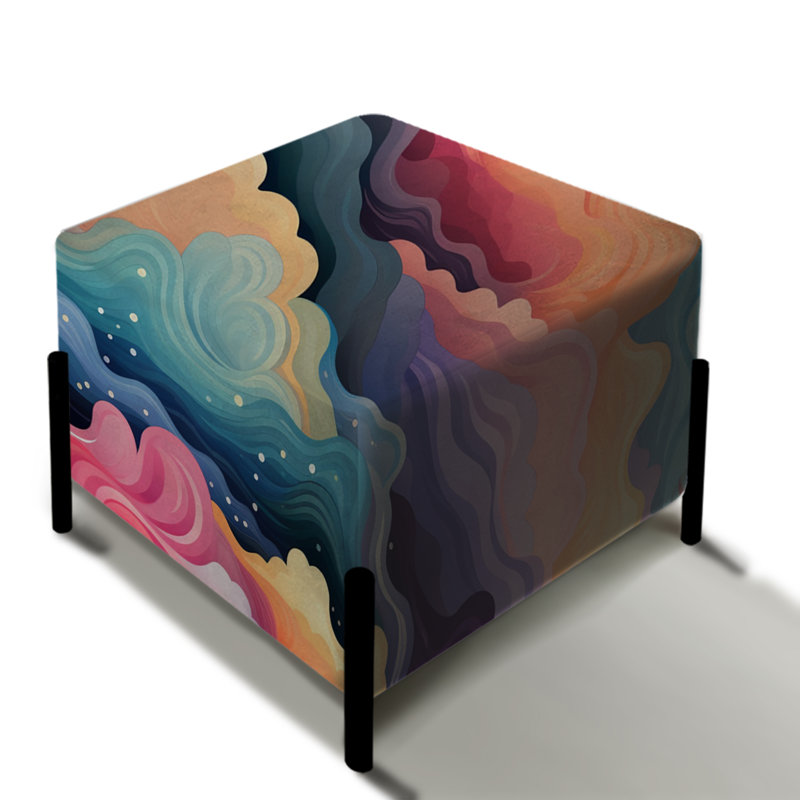 Multicolor Mystical Journey - Abstract Square Ottoman