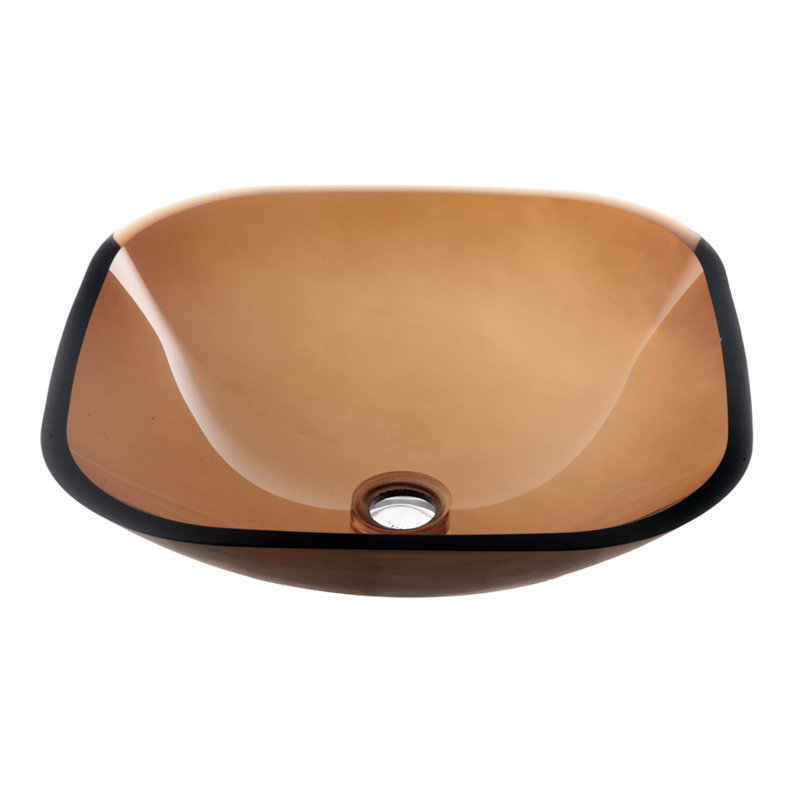 Dawn USA 16.25'' Glass Square Bathroom Sink, Brown