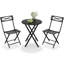 Ensemble bistro 3 pièces, table de patio et chaises pliantes, mobilier d'extérieur peu encombrant noir-2031530193